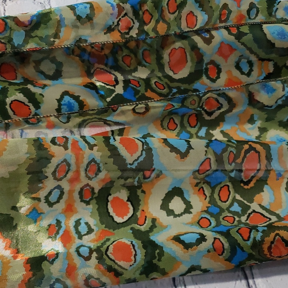 Scarf Multicolor orange green blue 60" x 13"